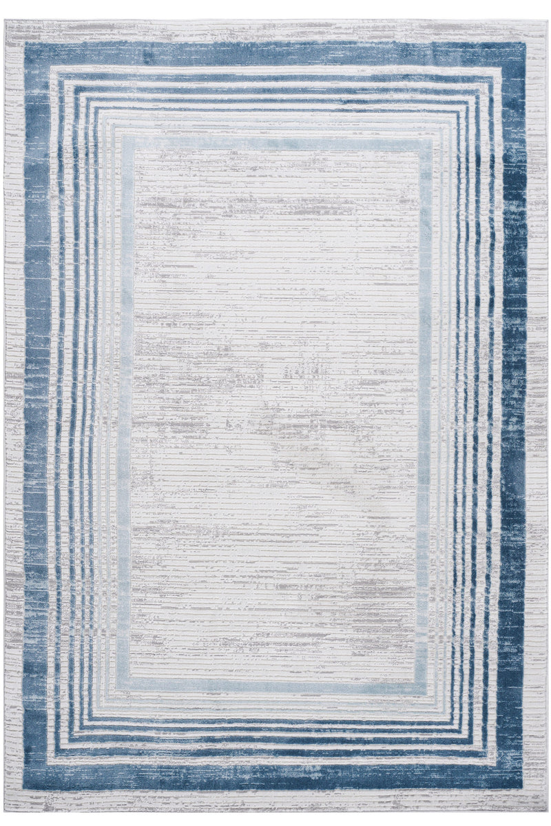 NAAR MARFI Collection 5X7 Blue / Ivory / Bordered Area Rug