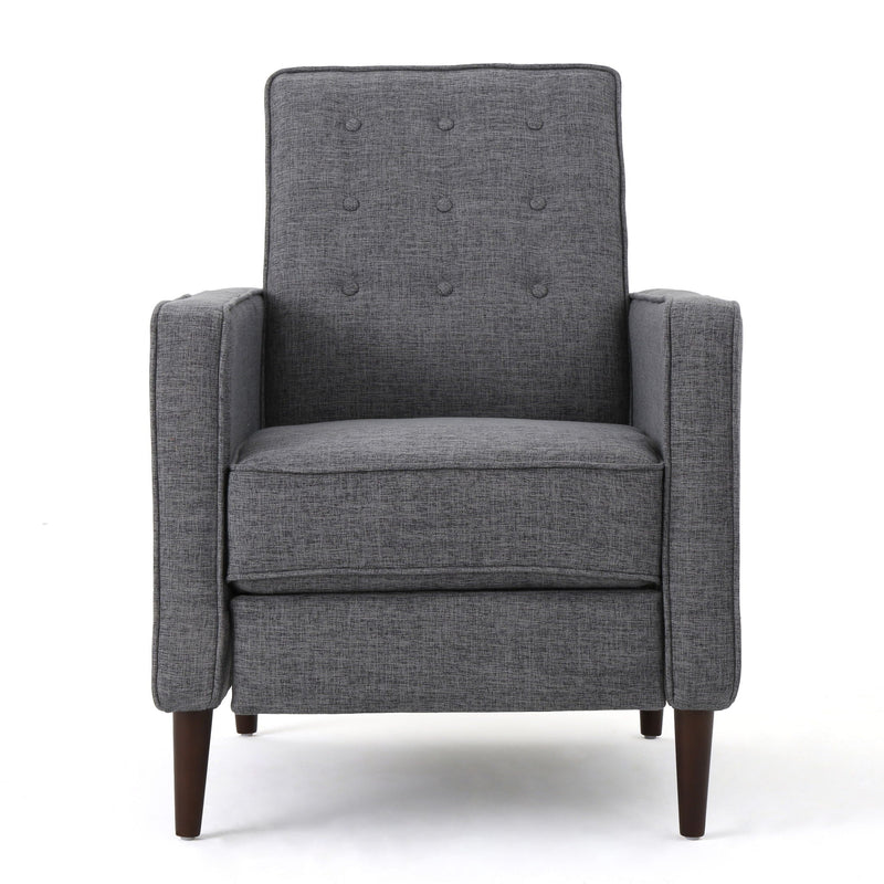 Mid-Century Modern Recliner With Button Tufted Waffle Stitch