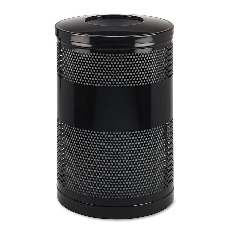 Rubbermaid Classics Perforated Open Top Receptacle, Round, Steel, 51 gal, Black