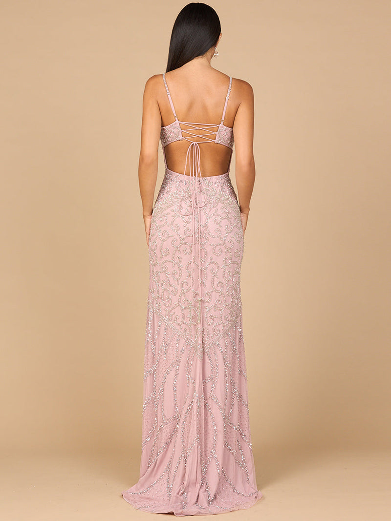 Embellished Gown with Slit And Low Back