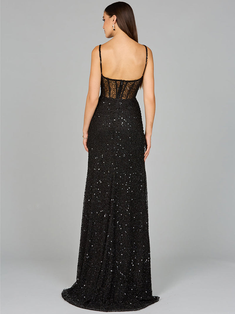 Elegant Corset Gown with Slit