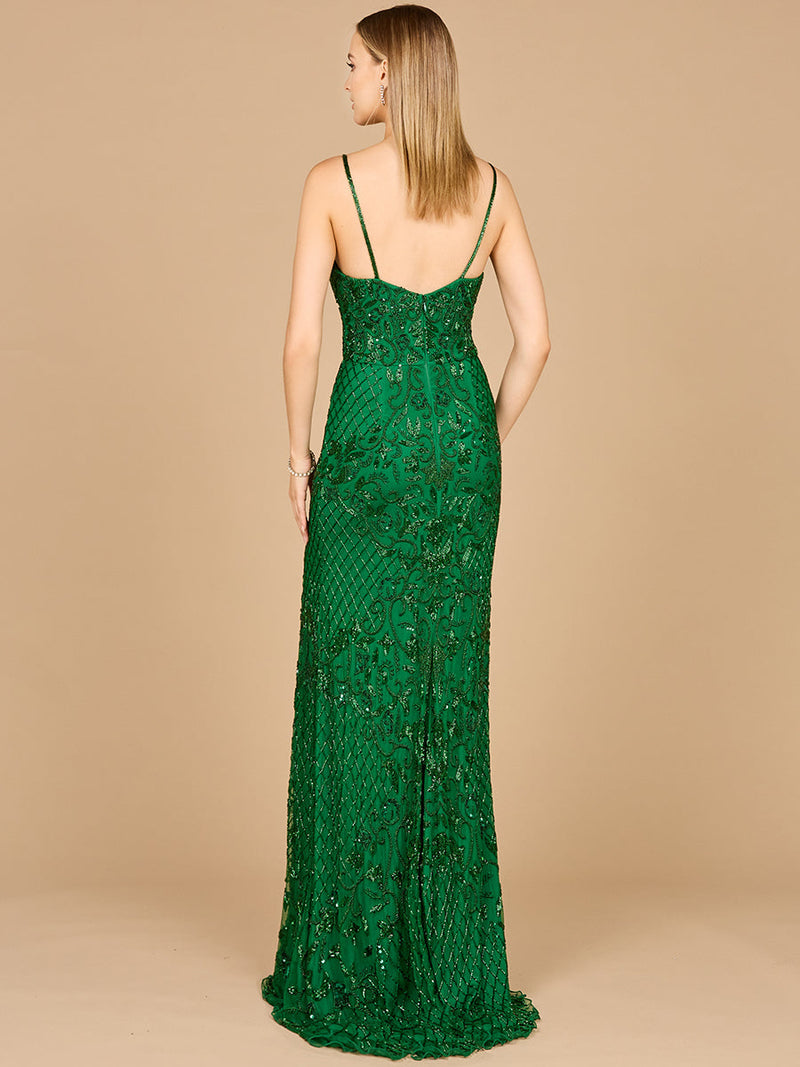 Body Con V-Neck Beaded Gown