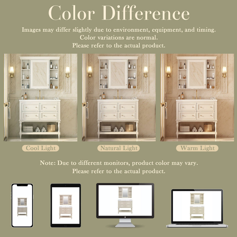 Bathroom Vanity With Medicine Cabinet, Storage Cabinet With 4 Drawers, Adjustable Shelf Mirror