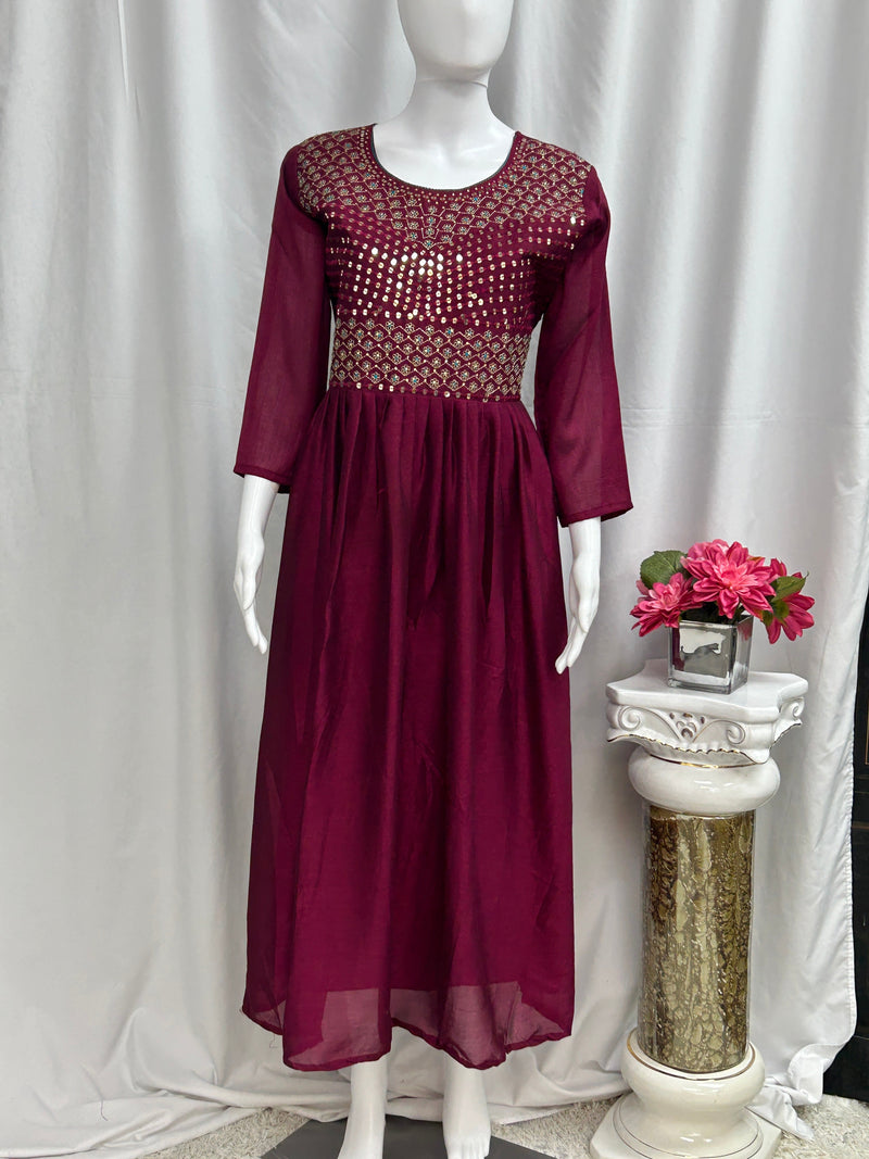Vichitra silk long kurti