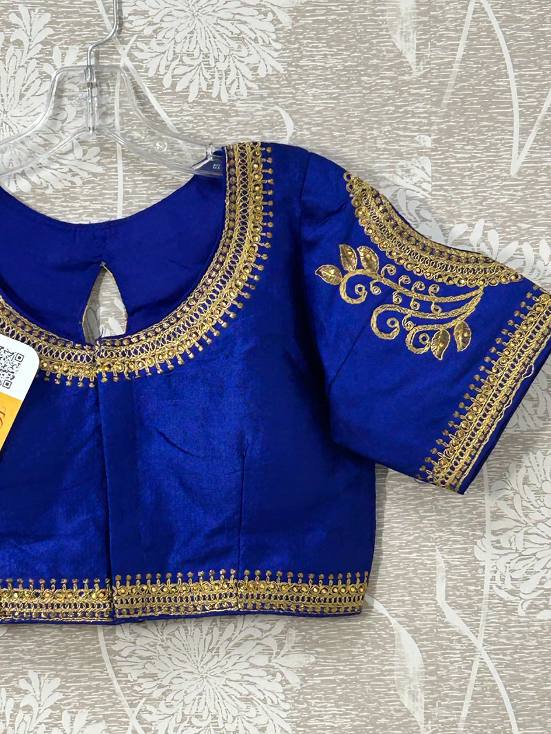 Royal blue blouse with cutworm