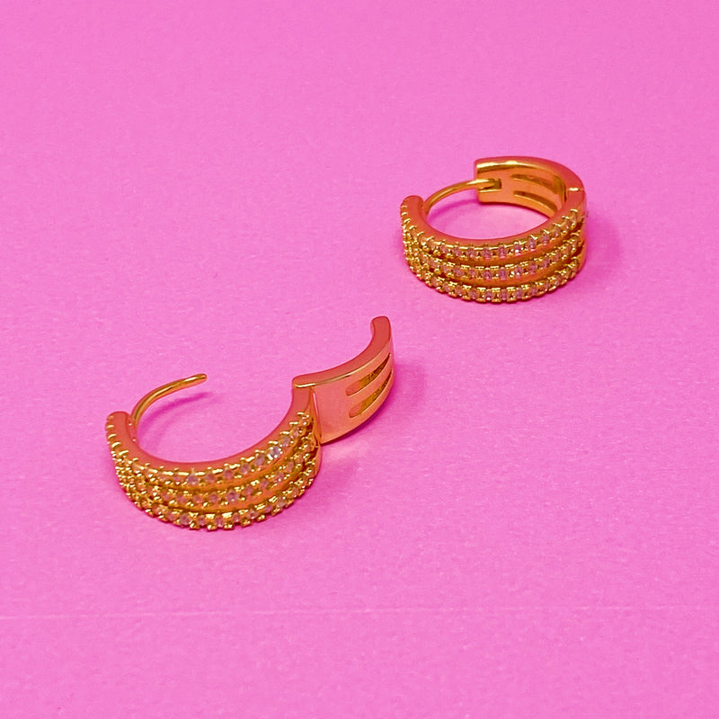 Triple Shine Huggie Earrings