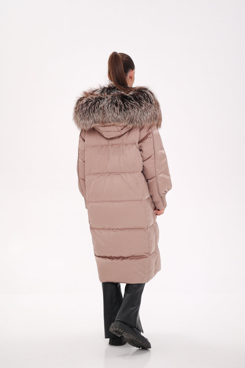 Rei Silver Fox Fully Lined Hood Down Coat in Blush