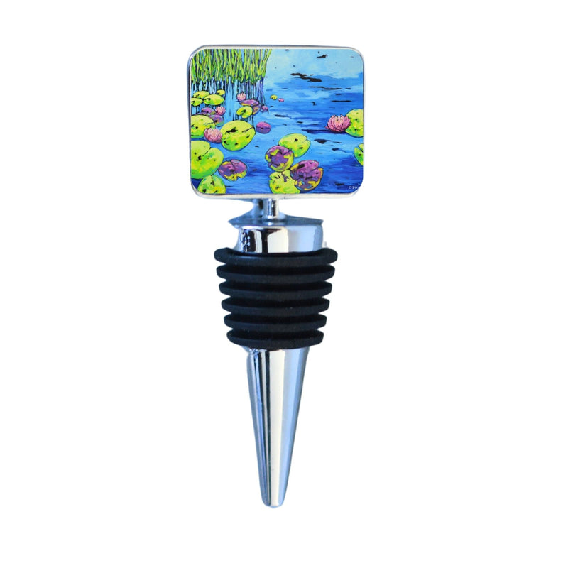 Wine Bottle Stopper: River Water Lilies
