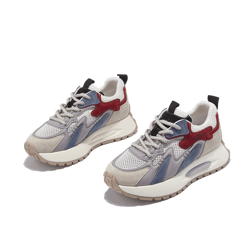 Luxury Sneakers Women Thick Bottom Round Toe Breathing Chunky Platform Sneakers Fashion Breathable Lightweight Comfortable Sneakers Non-Slip Girl Tennis Running Walking Shoes
