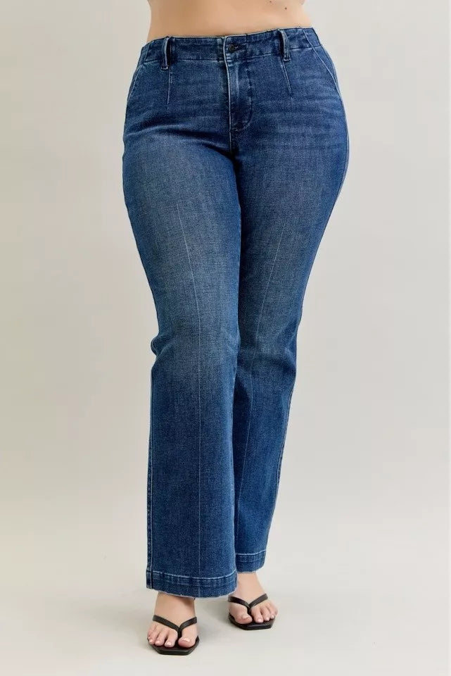 Judy Blue Full Size Mid Rise Bootcut Jeans with Welt Pockets Plus Size