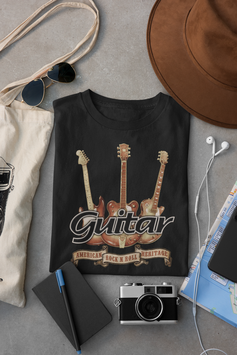 Guitar Ribbon Music and Band Tee