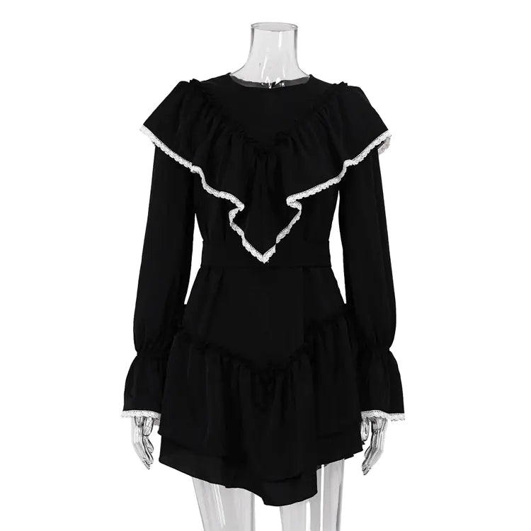 Elegant Women's Bell Sleeve Ruffle Dress