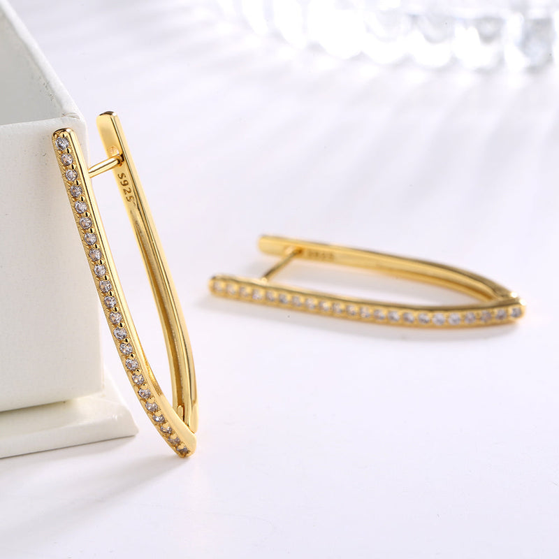 14K Gold over Sterling Silver Crystal Hoop Earrings