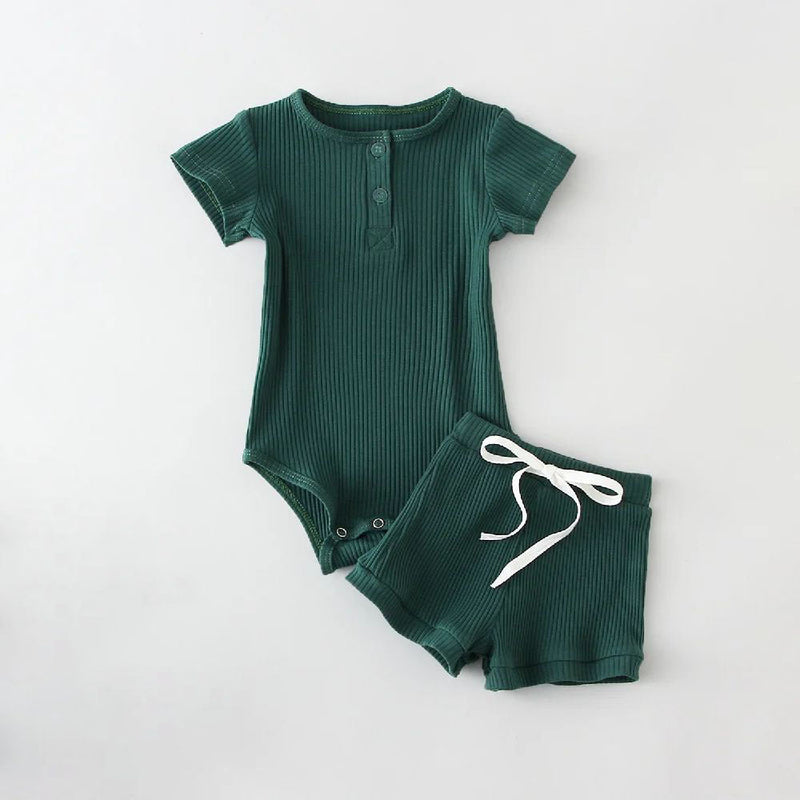 Two-piece Boys' Summer Round Neck Romper Suit