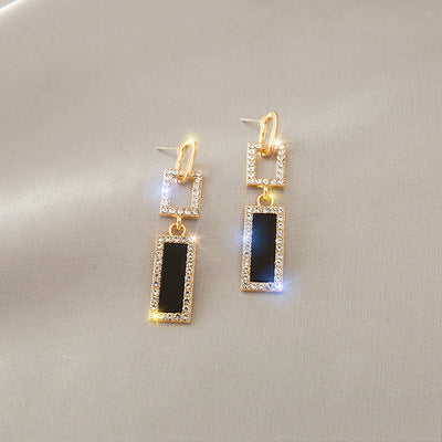 Geometric Long Earrings Rhinestone