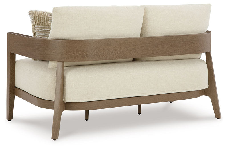 Serene Bay - Loveseat With Cushion - Dark Brown / White
