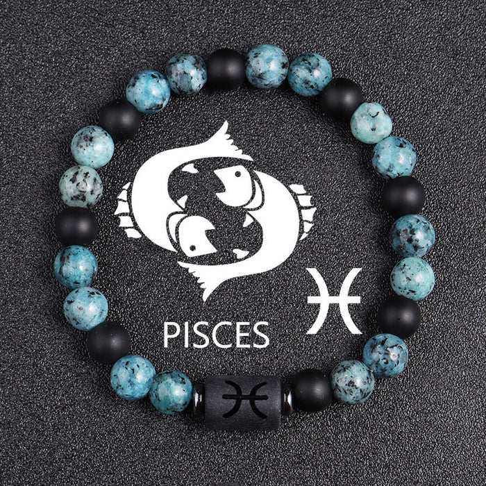 Twelve Constellations Bracelets 8mm Obsidian String Beads Natural Stone