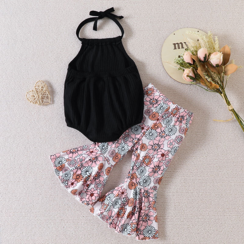 Children's Halter Backless Romper Bell-bottom Pants Suit