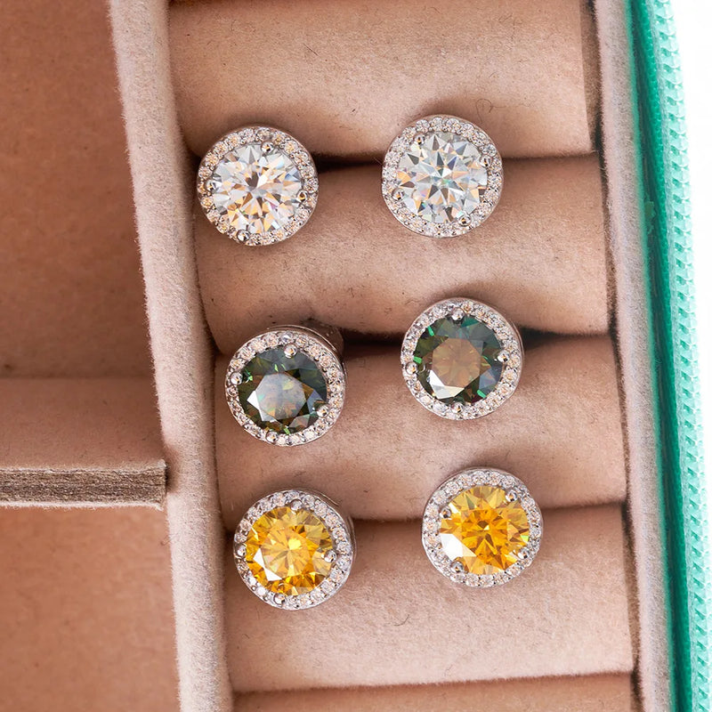 9ct Moissanite 925 Sterling Silver Ring Earrings Necklace Jewelry Set Gift