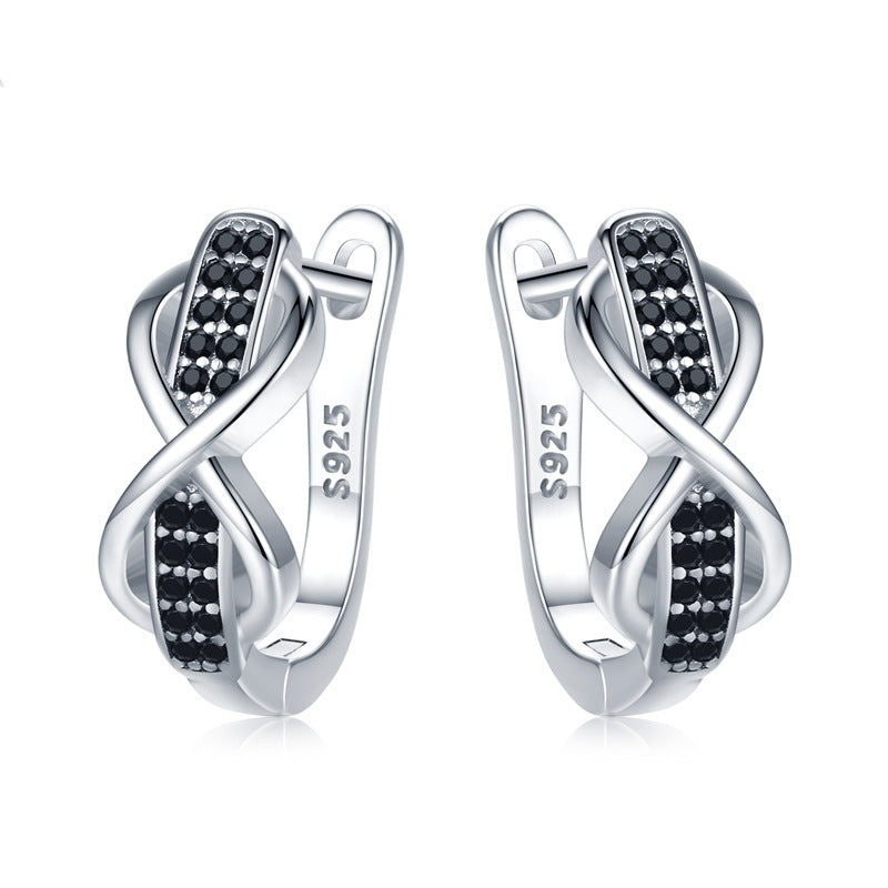 Copper Earrings Round Lines Micro Inlaid Zircon Exquisite Ear Clip