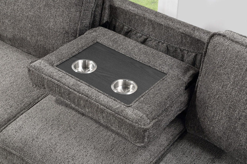 Estelle - Fabric Reversible Sleeper Sectional With Storage Chaise Drop-Down Table 2 Cup Holders And 2 USB Ports