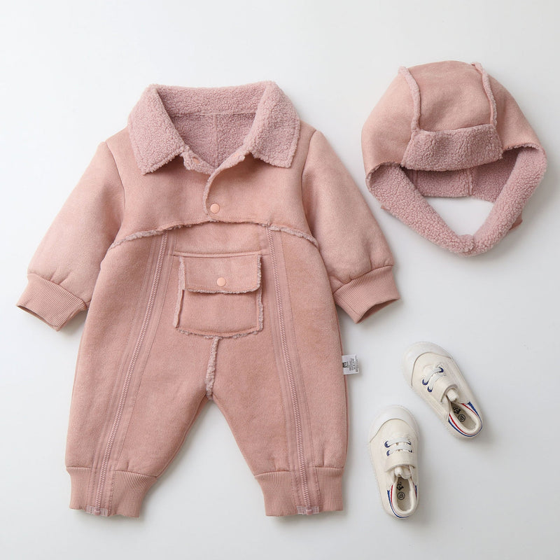 Fur One-piece Hooded Jumpsuit Children's Romper Outwear