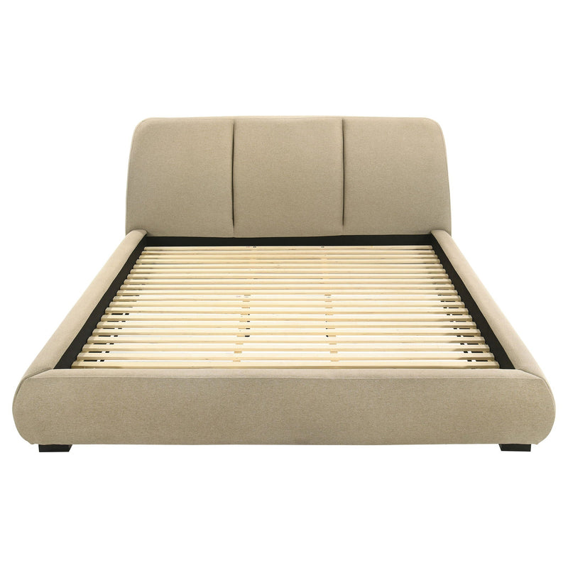 Mokena 46-inch Upholstered Eastern King Platform Bed Brown