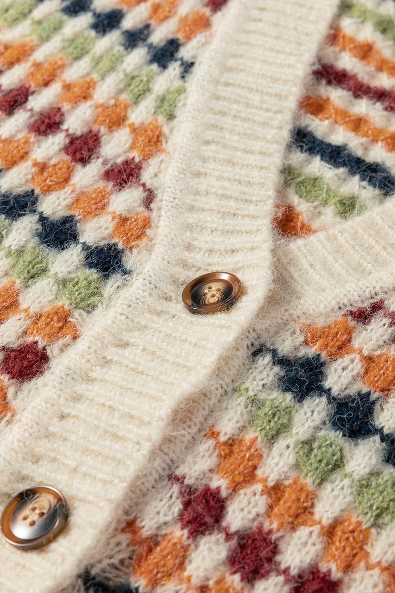Seraxie Pattern Knit Front Sweater