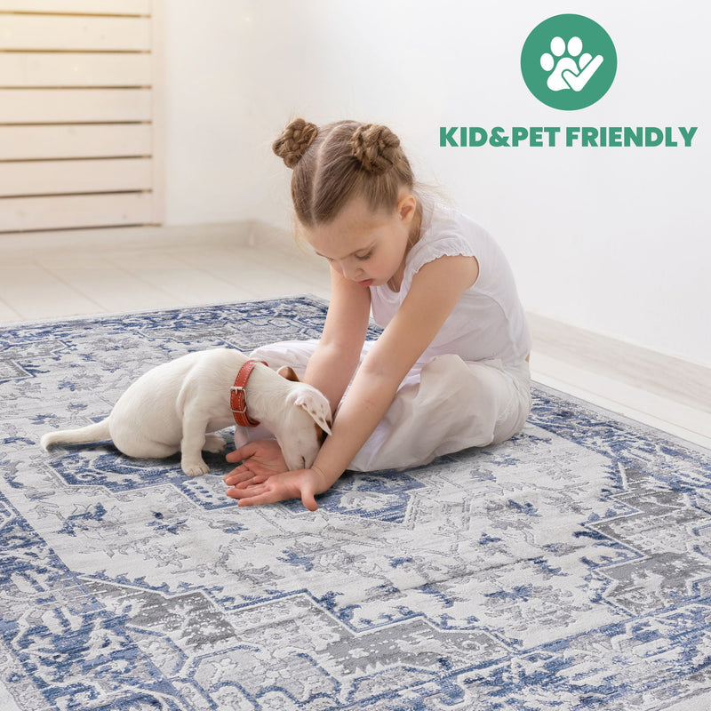 Marfi - 8' X 10' Oriental Area Rug - Blue / Gray