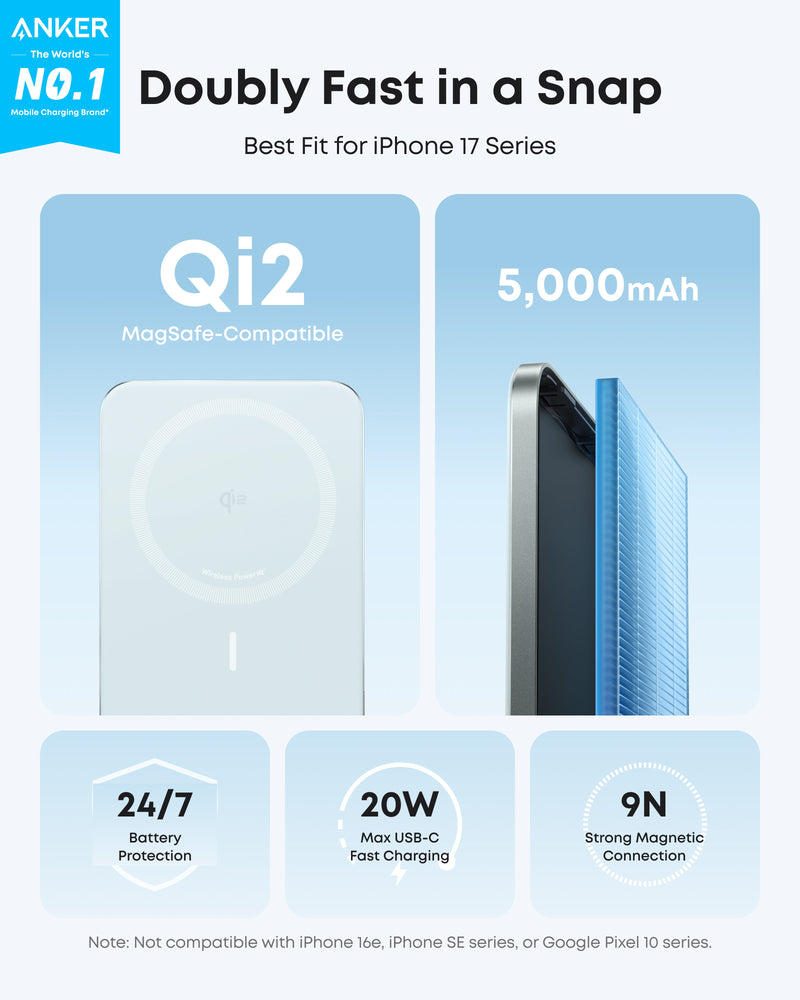 Anker Nano Power Bank (5K, MagGo, Slim)