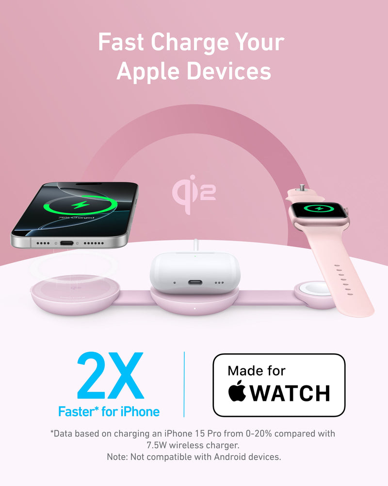 Anker MagGo Wireless Charging Station (3-in-1, Foldable Pad)