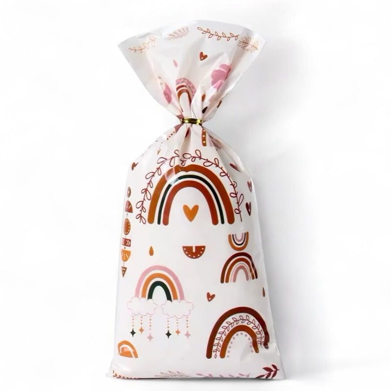 Boho Party Favor Bags for Adults - Rainbow Gift Wrap 10-Pack