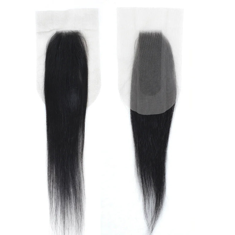 Straight Top Lace Closure | Middle Part Transparent Swiss Lace 100% Human Hair (180% Density)