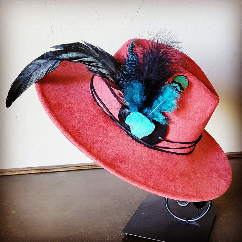 Boho Western Hat w/ Choice of Feather Hat Band-Rust 982g