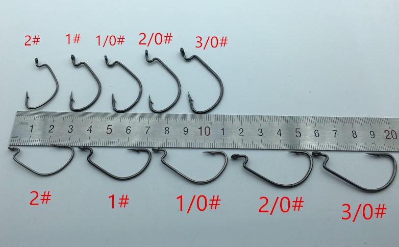 Rompin 100pcs/box High carbon Steel Fishing Hooks Crank Lead Sharp worm  2# 1# 1/0# 2/0# 3/0# mix size