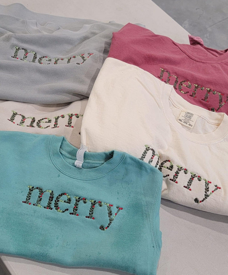 Floral Merry - Embroidered Child Sweater
