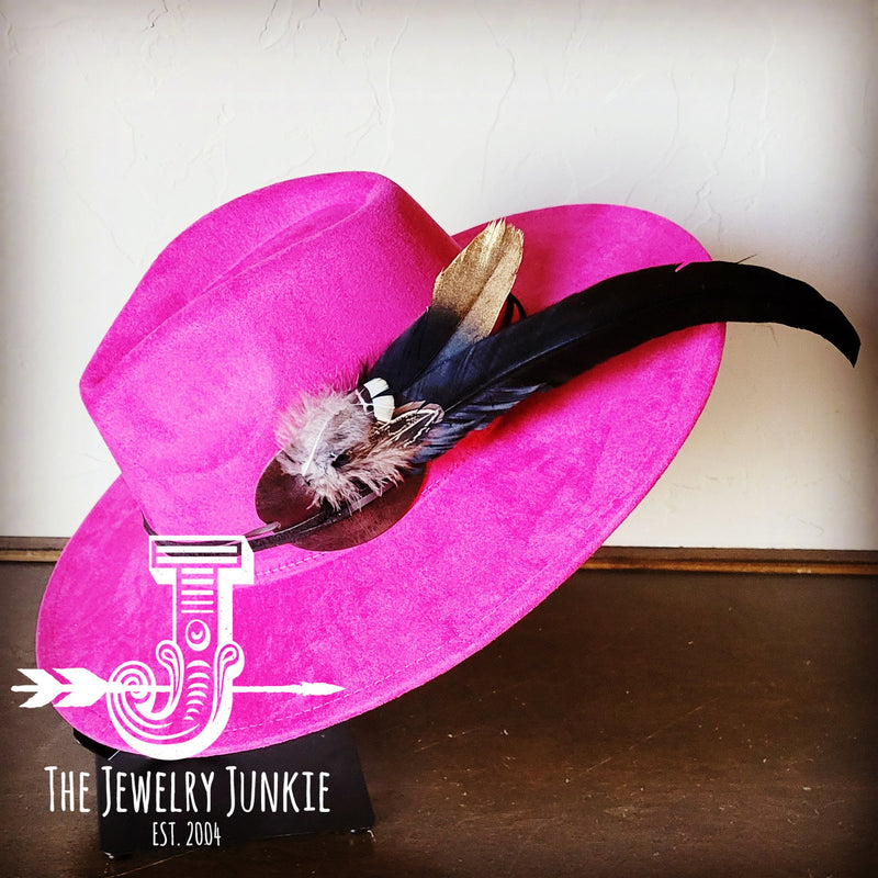 Boho Western Hat w/ Choice of Feather Hat Band-Magenta 982e