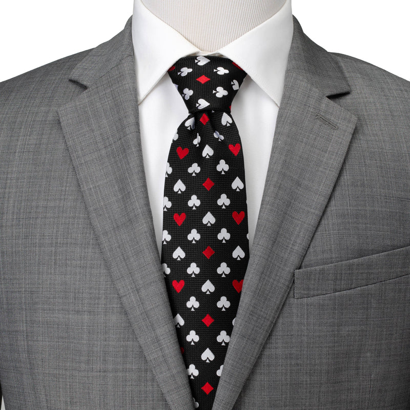 Card Suits Vegas Hidden Message Black Men's Tie