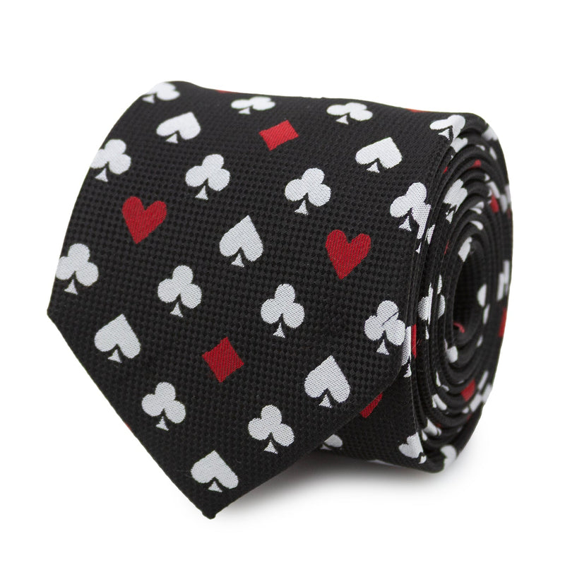 Card Suits Vegas Hidden Message Black Men's Tie