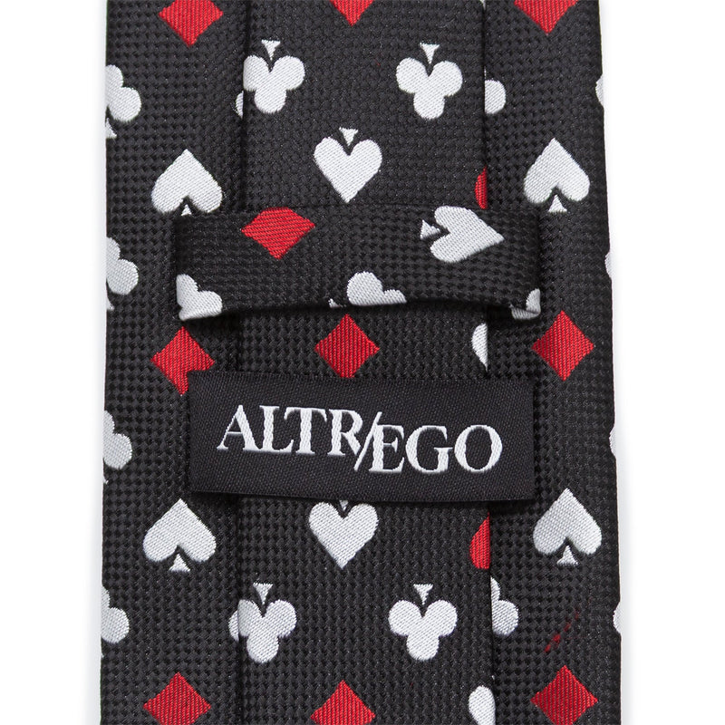 Card Suits Vegas Hidden Message Black Men's Tie