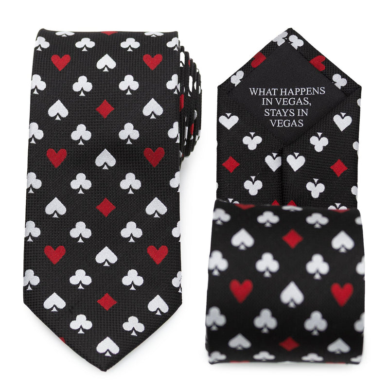 Card Suits Vegas Hidden Message Black Men's Tie