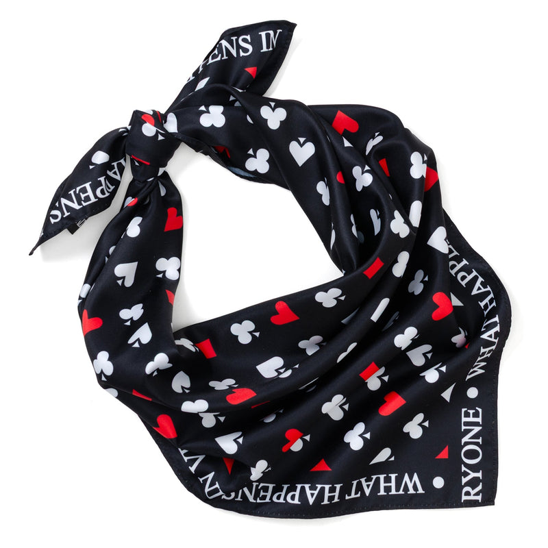 Satin Card Suits Vegas Black Scarf