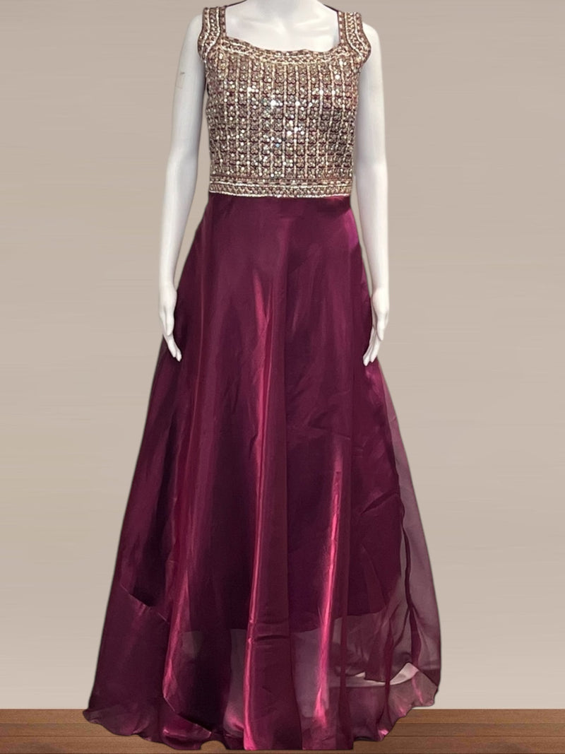 Tissue organza long gown