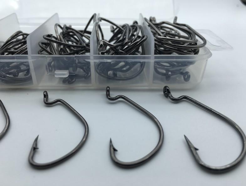 Rompin 100pcs/box High carbon Steel Fishing Hooks Crank Lead Sharp worm  2# 1# 1/0# 2/0# 3/0# mix size