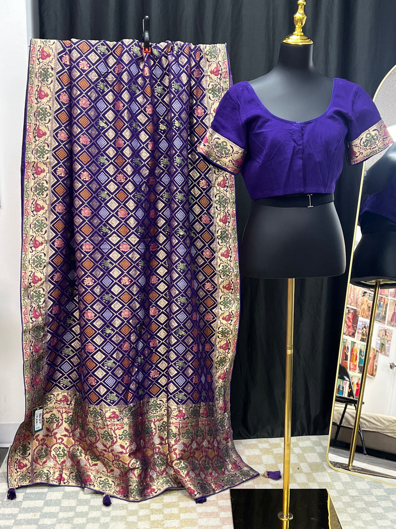 Patola bandhani saree with ready to wear blouse