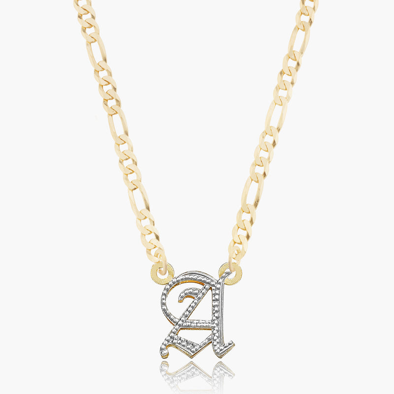 Double Plated Gothic Initial Necklace