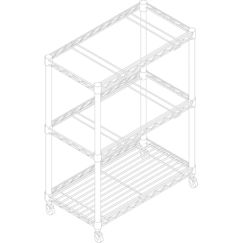 Alera Two-Tier File Cart for Front-to-Back + Side-to-Side Filing, Metal, 1 Shelf, 3 Bins, 26" x 14" x 29.5", Black