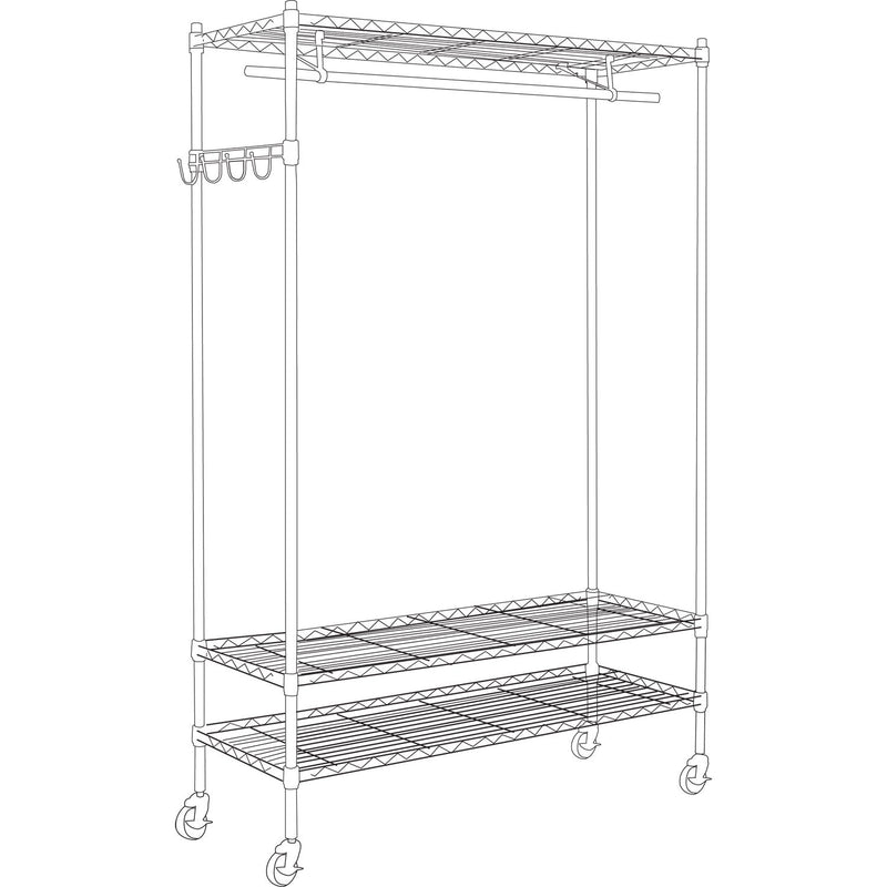 Alera Wire Shelving Garment Rack, 40 Garments, 48w x 18d x 75h, Black