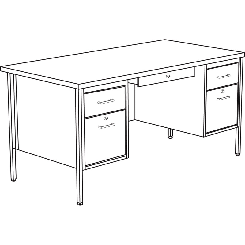 Alera Double Pedestal Steel Desk, 60" x 30" x 29.5", Cherry/Putty