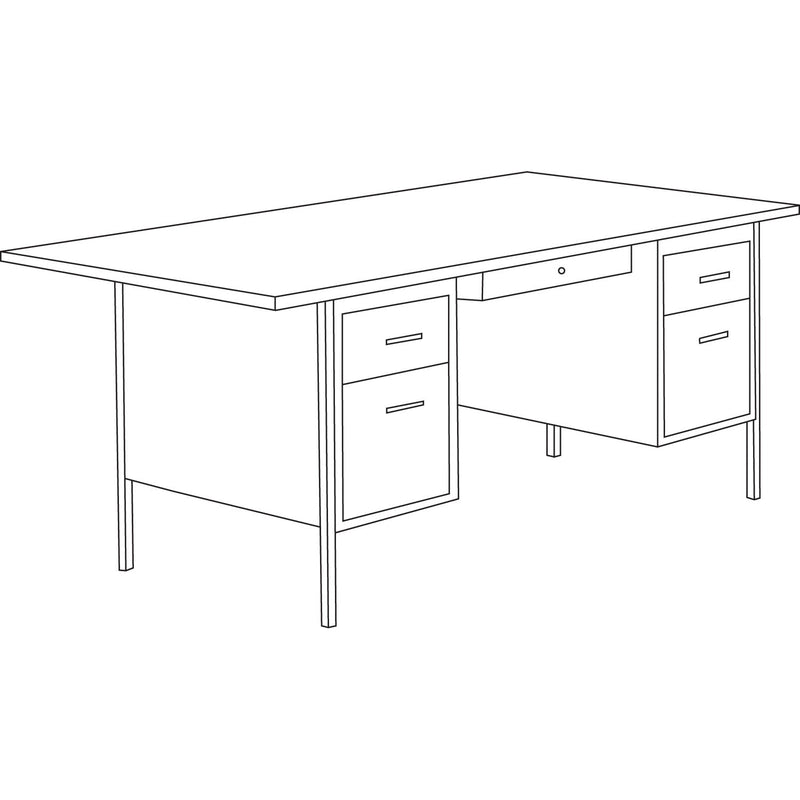 Alera Double Pedestal Steel Desk, 72" x 36" x 29.5", Mocha/Black